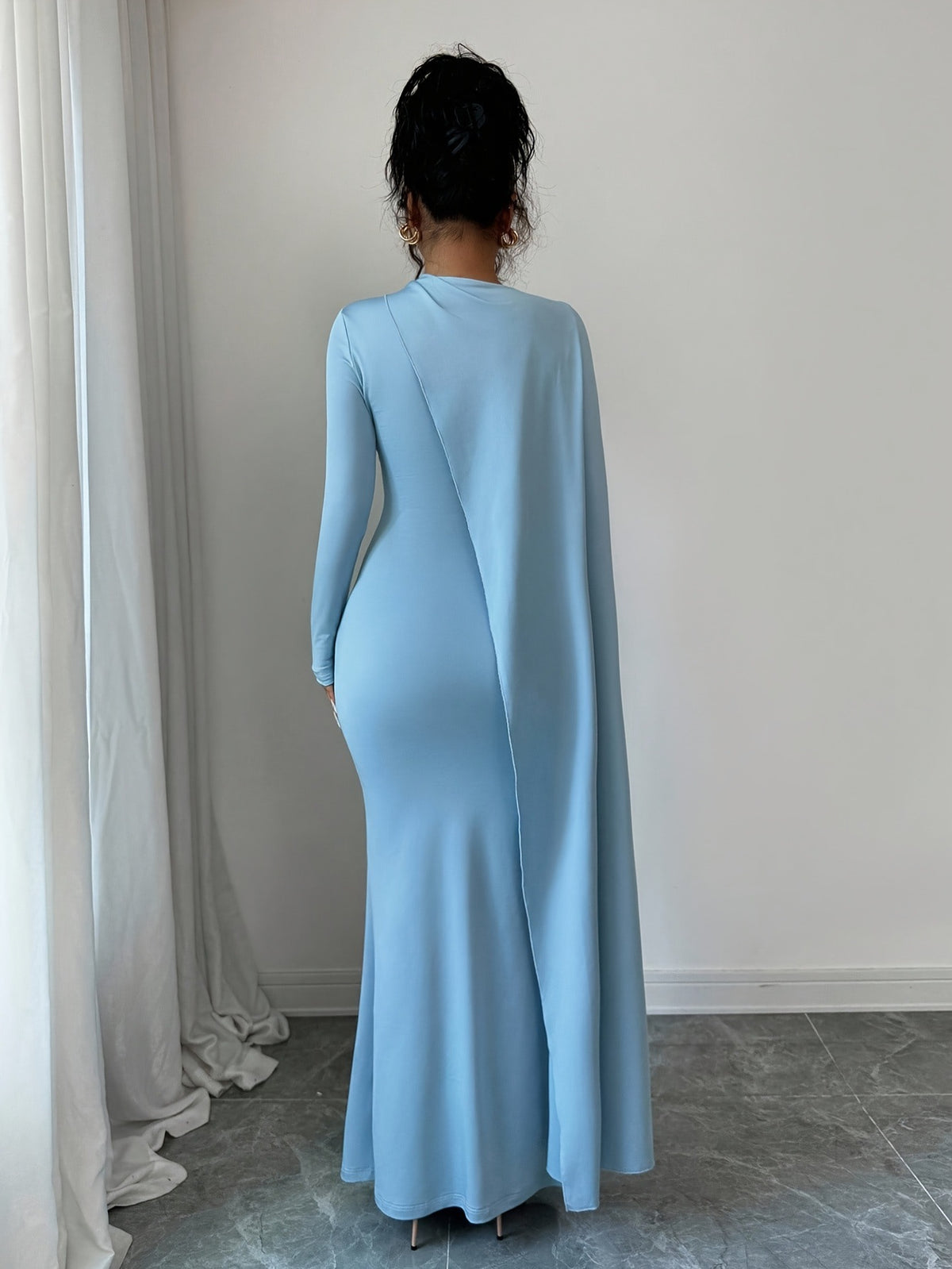 Womens AutumnWinter New Elegant Sky-Blue Versatile Dress – Premium 0 | RICALOUX