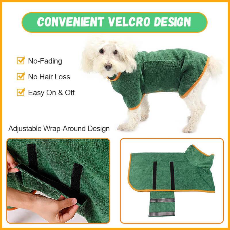 Absorbent Pet Bathrobe With Waist-wrapped Microfiber by Ricaloux