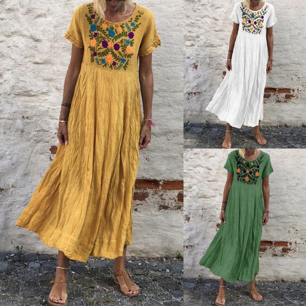 Women's boho long skirt sleeveless loose dress - RICALOUX