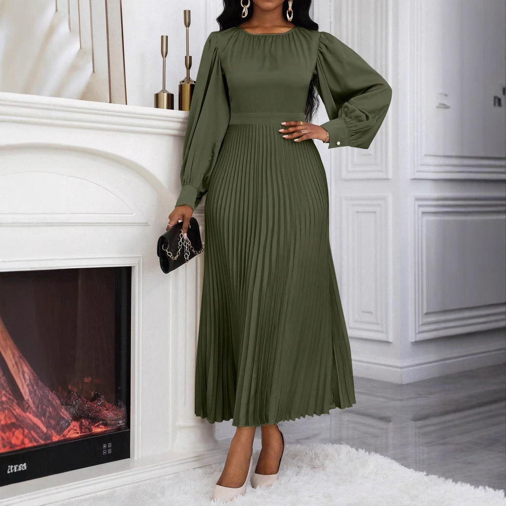 Long-sleeved Pleated Dress European And American Style by Ricaloux