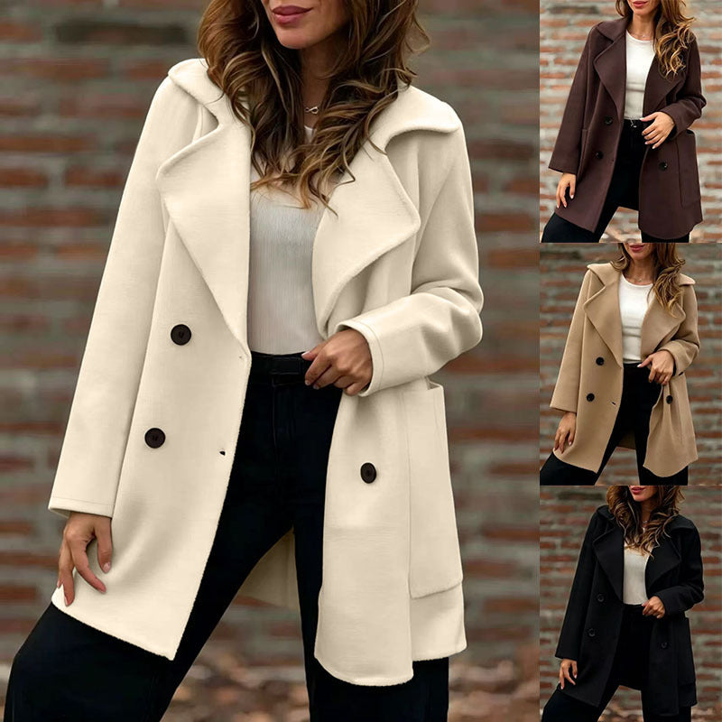 Loose-fitting Double-breasted Wool Coat by Ricaloux