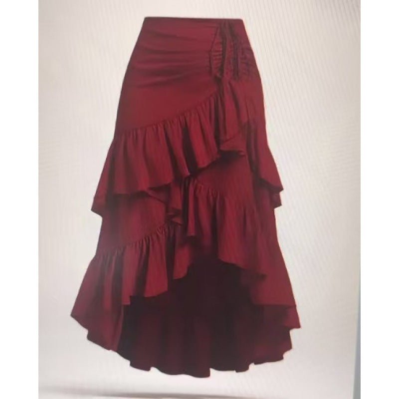 Sweet High-waisted Slimming Ruffled Hem Skirt For Women - RICALOUX