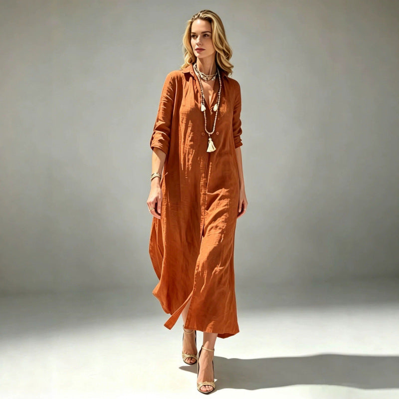 Loose-fitting Slit-front Vacation-style Dress by Ricaloux