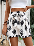 Womens Casual Versatile Printed Slim-fit Wide-leg Shorts – Premium 0 | RICALOUX
