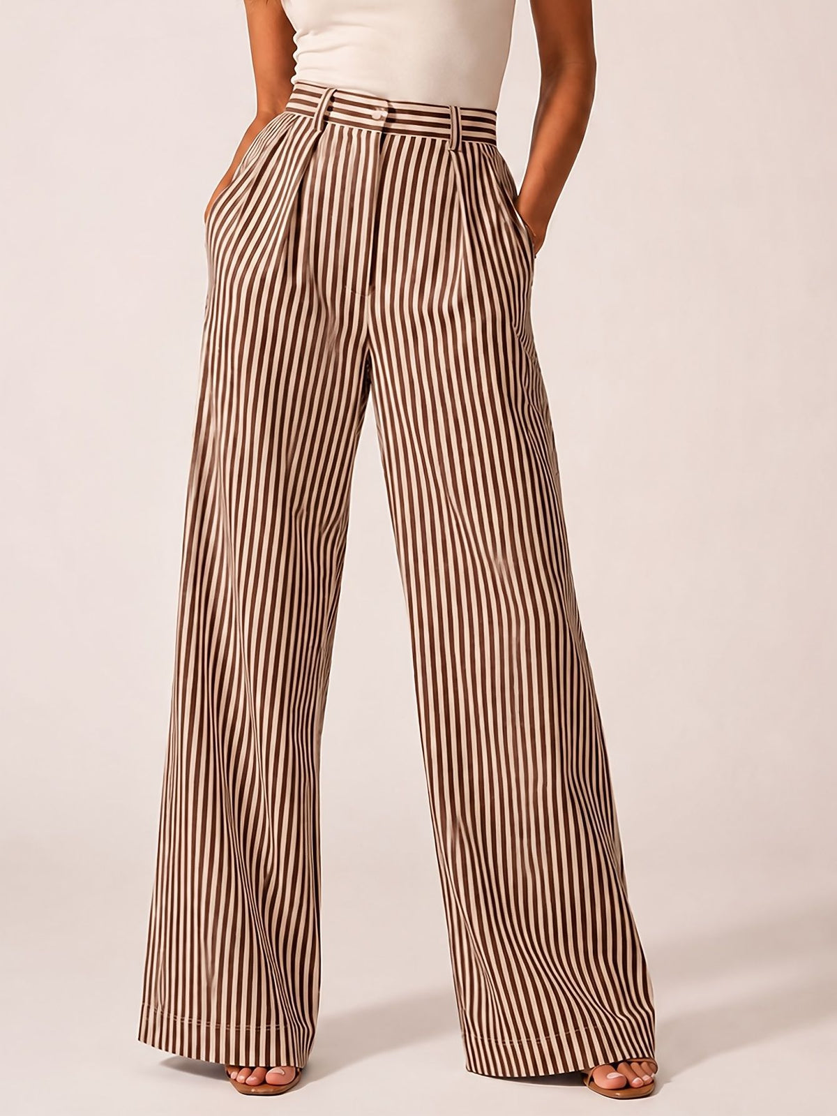 Stylish Striped Versatile Wide-leg Relaxed-fit Suit Trousers – Premium 0 | RICALOUX