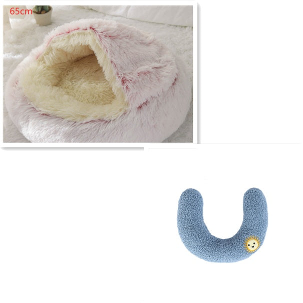 2 In 1 Dog And Cat Bed Pet Winter Bed Round Plush Warm Bed House Soft Long Plush Pets Bed Pet Products by Ricaloux