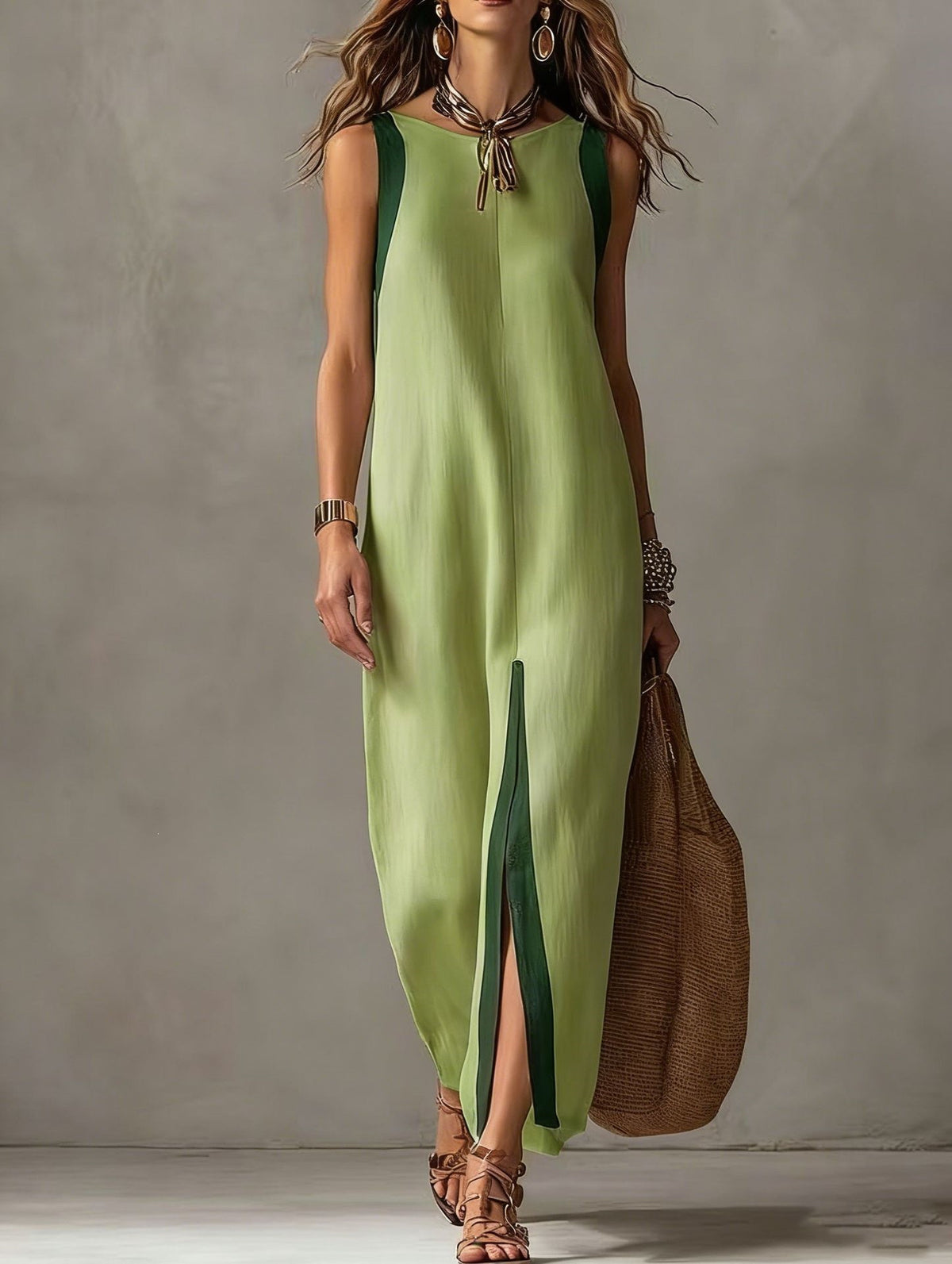 Summer New Womens Casual Chic Sleeveless Color-Block Split Dress – Premium 0 | RICALOUX