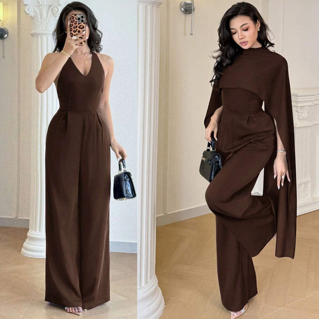 Womens Fashionable Casual Cape Jumpsuit Set – Premium 0 | RICALOUX