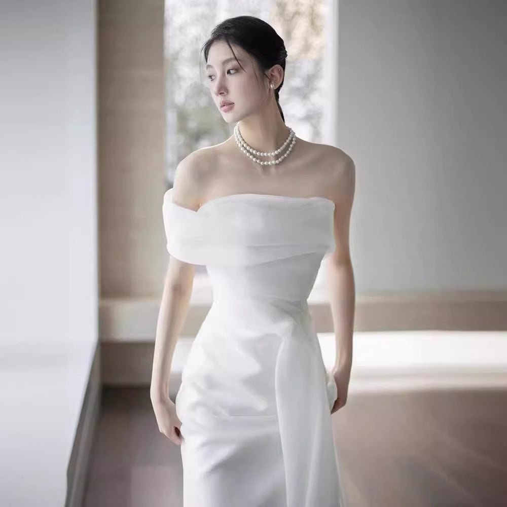 French Off-shoulder Light Wedding Dress Bride - RICALOUX