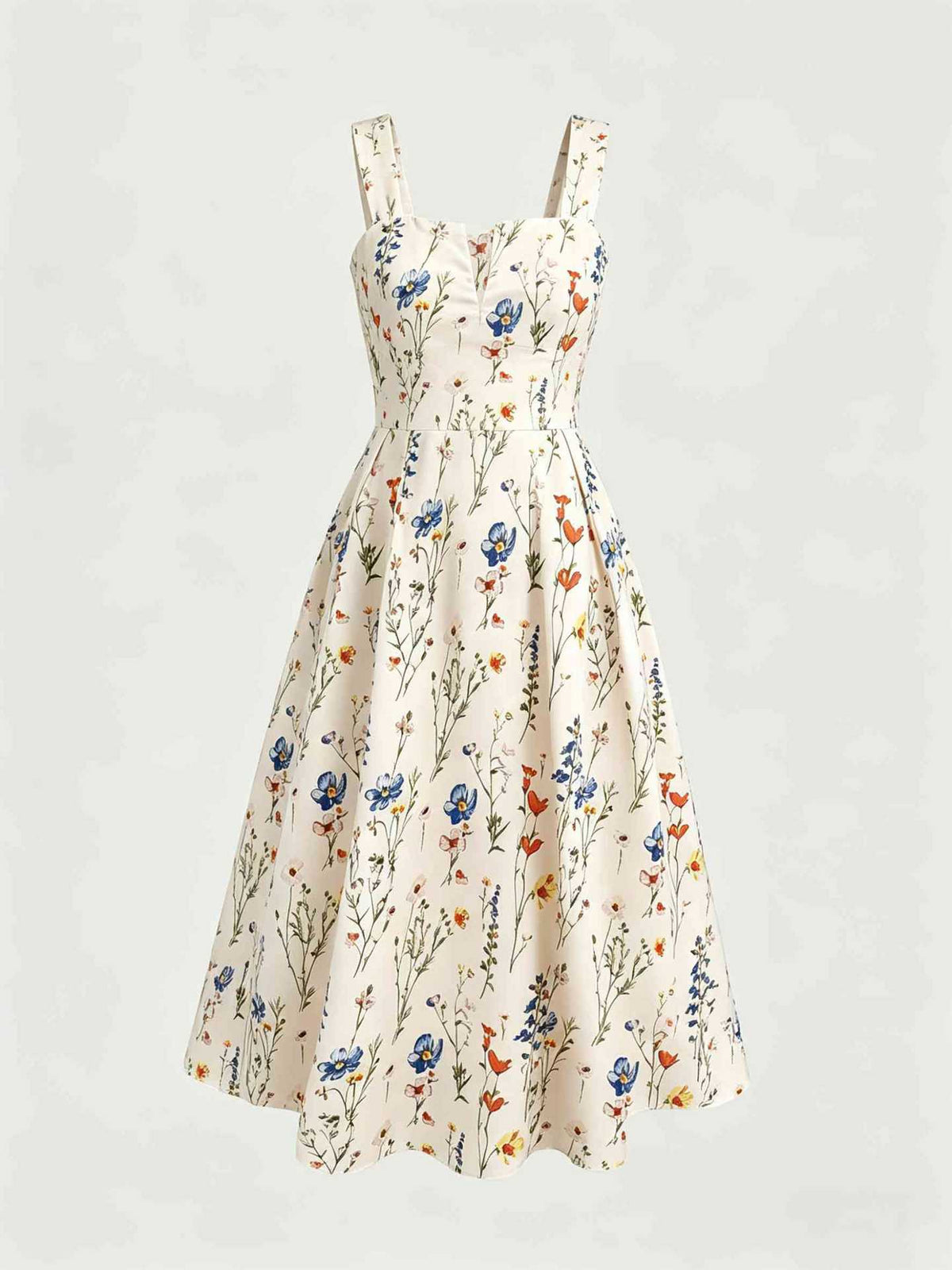 Long Cable-knit Dress With Blue And White Floral Print by Ricaloux