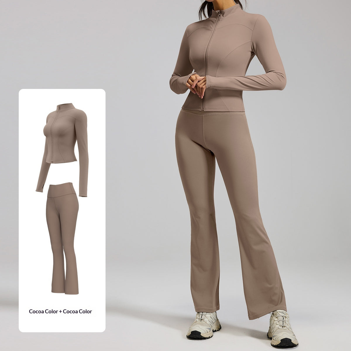 High-waisted Yoga Pants Wide-leg Tapered Workout Jogger Set – Premium 0 | RICALOUX