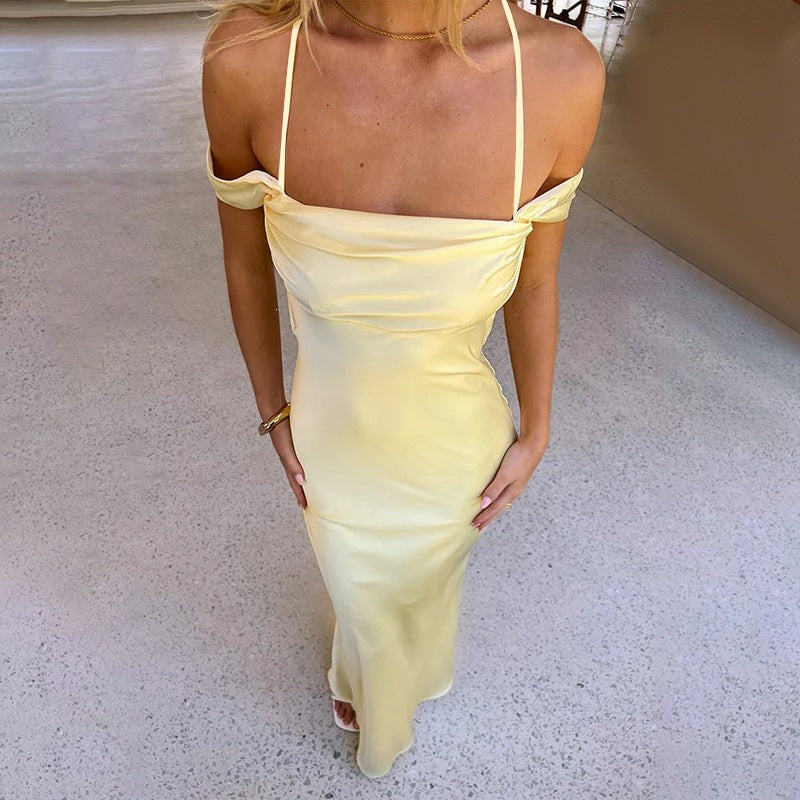 Strapless Satin Off-shoulder Evening Gown Dress by Ricaloux