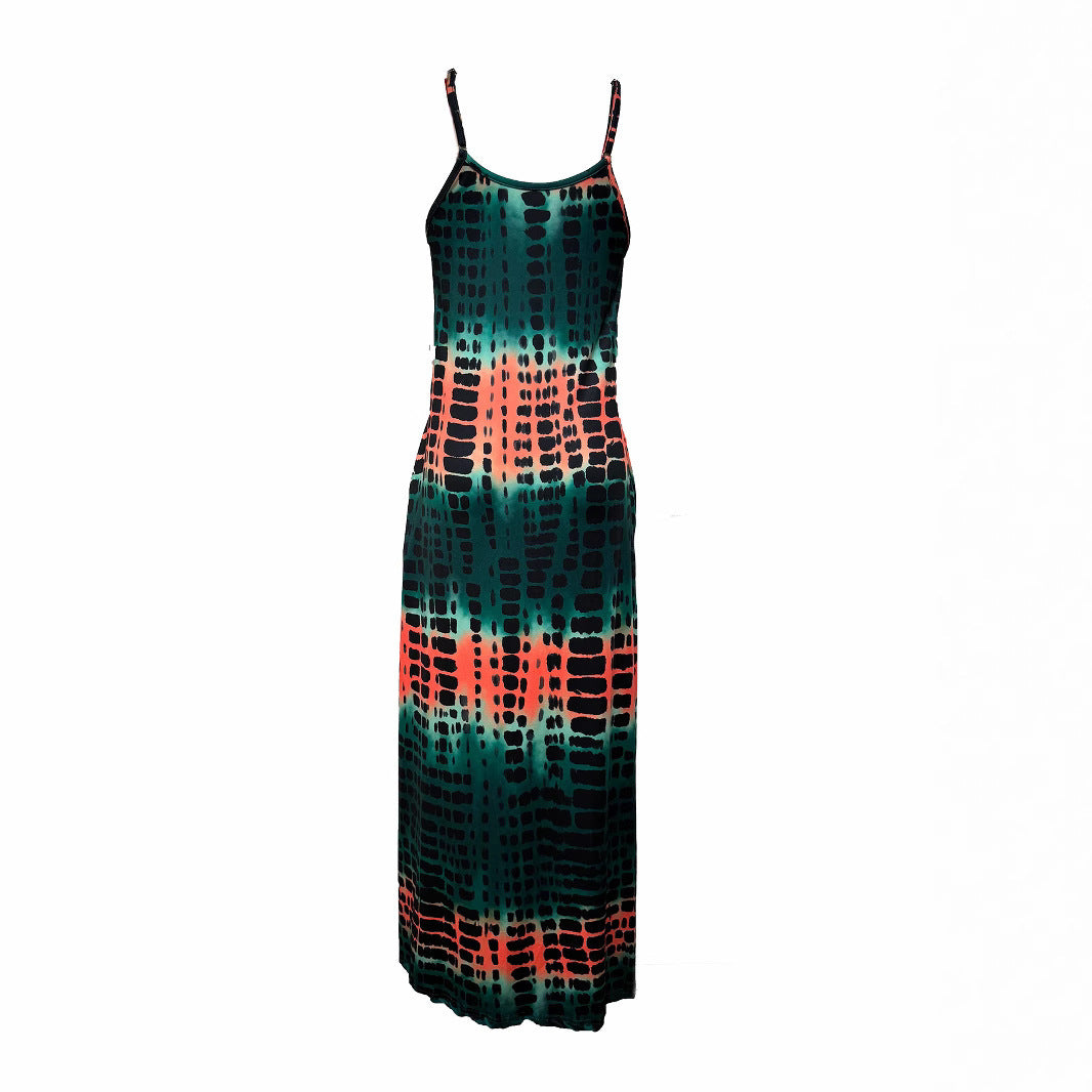 Fashionable Slit Loose-fit Strap Dress In Green by Ricaloux