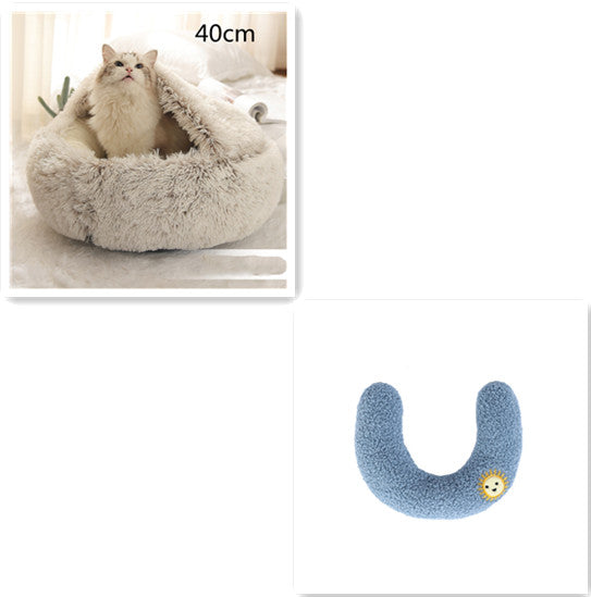 2 In 1 Dog And Cat Bed Pet Winter Bed Round Plush Warm Bed House Soft Long Plush Pets Bed Pet Products by Ricaloux