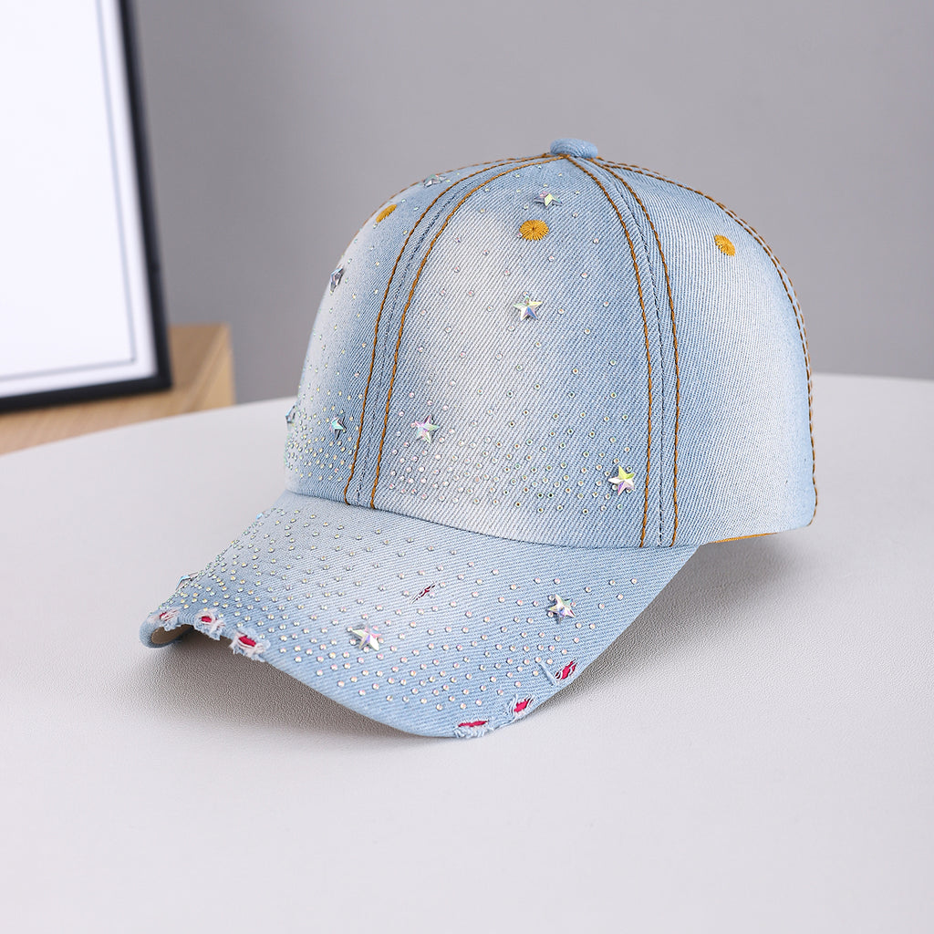 Men's And Women's Three-dimensional Glittering Diamond Mini Stars Distressed Craft Style Retro Streetwear Baseball Cap Suitable For Dates, School Outings – Premium 4 | RICALOUX