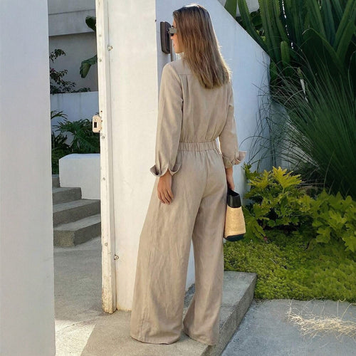 Autumn New Style Workwear-inspired Lapel Jumpsuit For Women – Premium 0 | RICALOUX