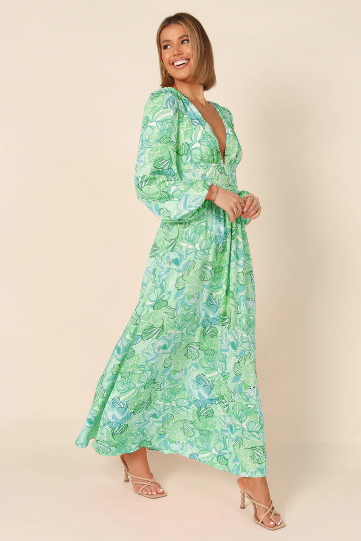 Printed Backless Deep-V Sexy Best-selling Long-sleeve Dress – Premium 0 | RICALOUX