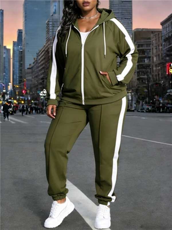 Women's Color Block Hoodie & Joggers Two-Piece Casual Tracksuit – Premium 4 | RICALOUX