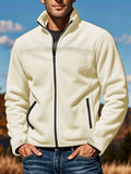 Men's Polar Fleece Jacket Outdoor Zipped Stand Collar Coat - RICALOUX
