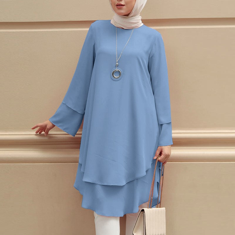 Womens Holiday Party Solid-Color Shirt Long Dress Top – Premium 0 | RICALOUX