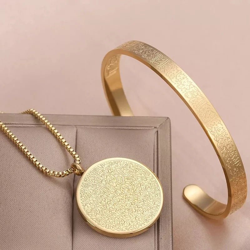 Stainless Steel Arabic Disc Necklace Bracelet - RICALOUX