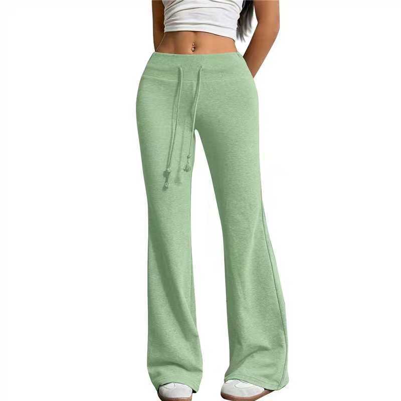 Fashionable Drawstring High-waist Casual Flared Trousers by Ricaloux