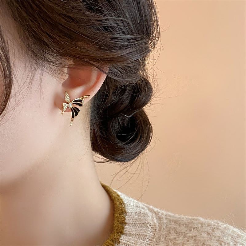 Fashion Jewelry Rhinestone Dripped Butterflies Stud Earrings Sweet Everyday Versatile Jewelry For Women by Ricaloux