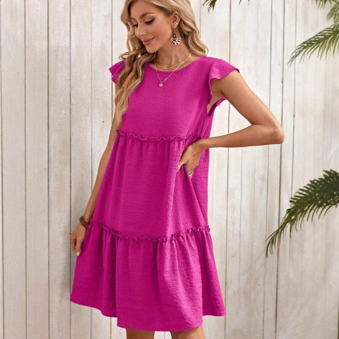 European And American-style Fashionable Thin Breathable Round-neck Sleeveless Dress by Ricaloux