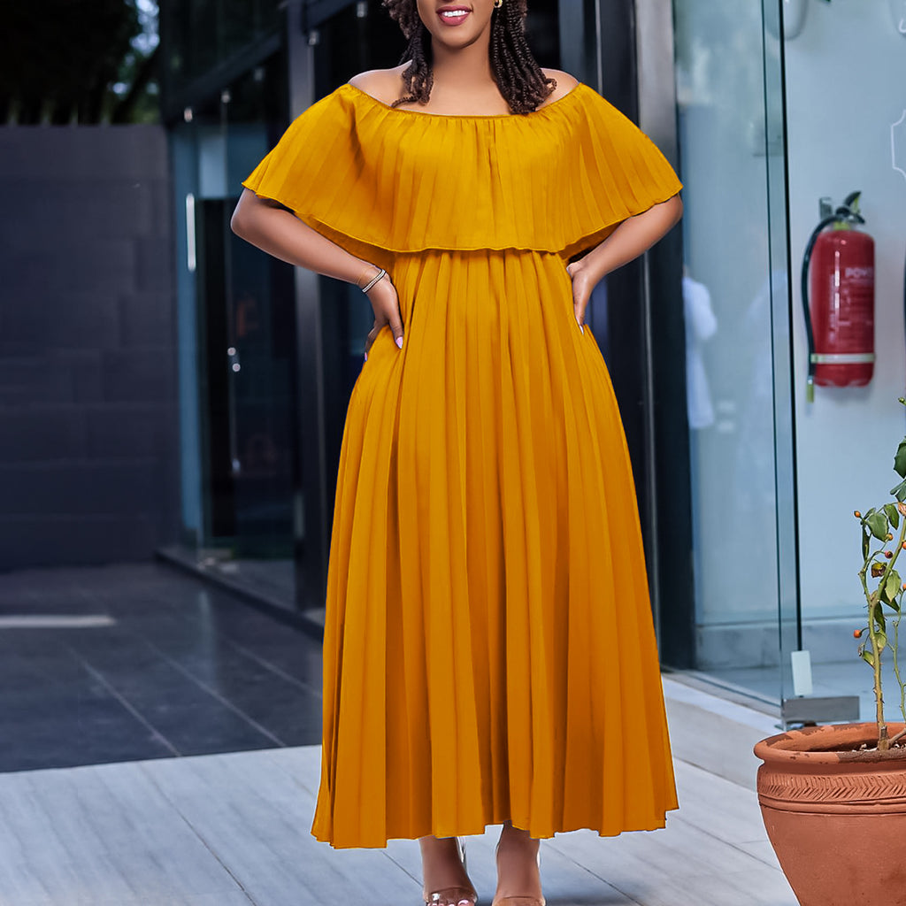 Springs New Sexy Off-shoulder Pleated Dress by Ricaloux