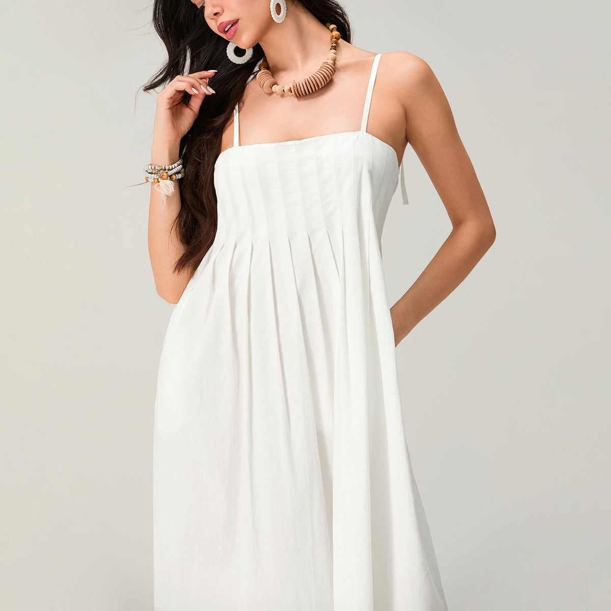 Patchwork Cotton Off-shoulder Strap Maxi Dress – Premium 0 | RICALOUX