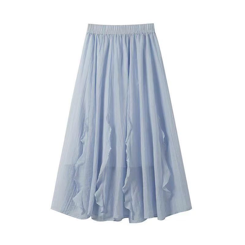 Womens French-style Irregular Ruffle Hem Designer Skirt by Ricaloux