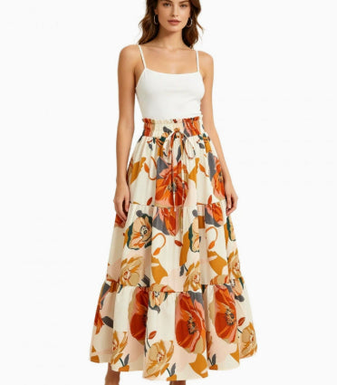 High-waisted A-line Skirt Bohemian-style Printed Flared Skirt – Premium 0 | RICALOUX