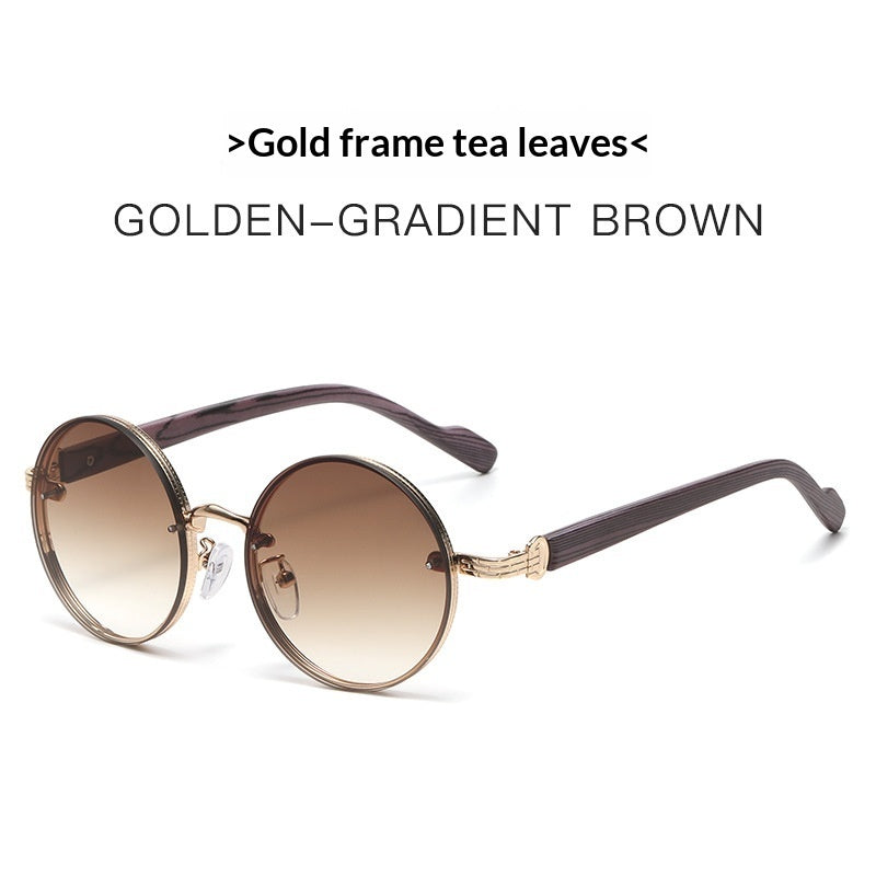 Retro Wood-grain Sunglasses For Men Round Frame – Premium 0 | RICALOUX