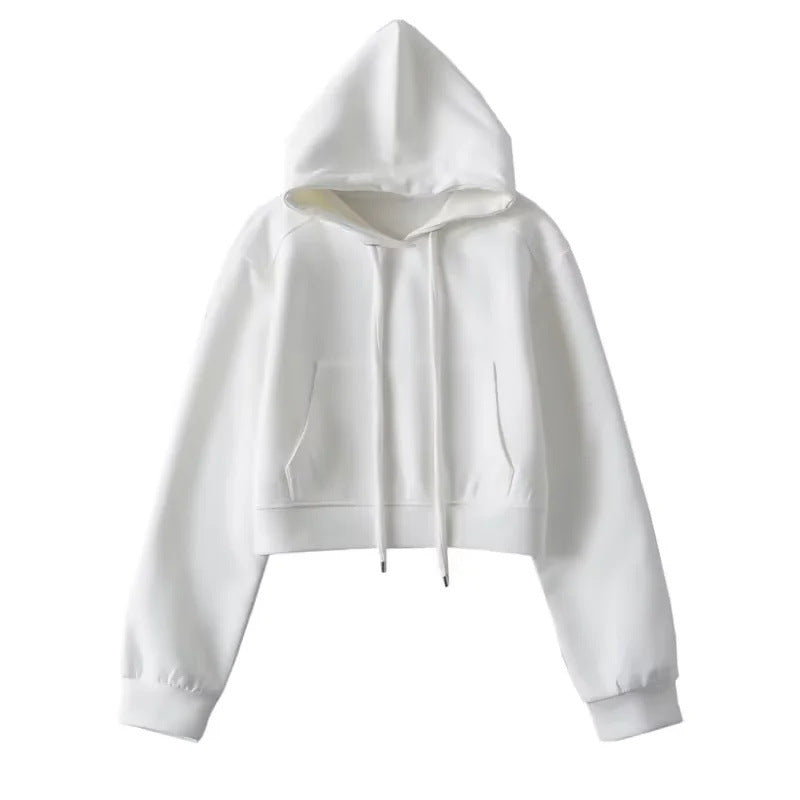 Hooded Cropped Sweatshirt Womens Casual Sports Jacket by Ricaloux