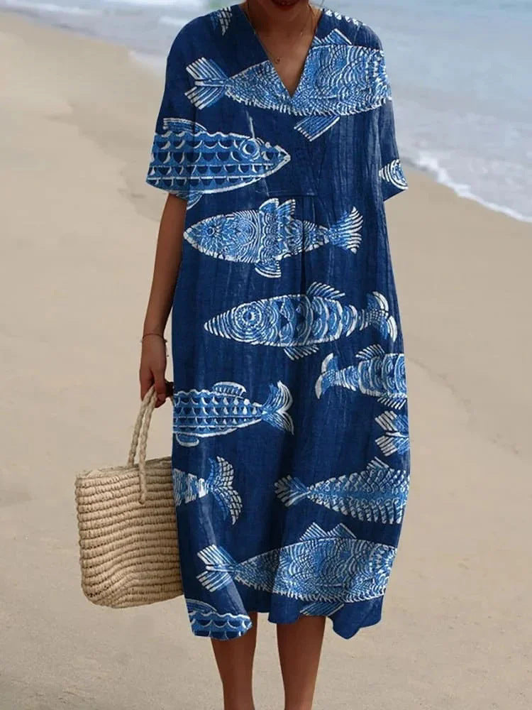 Womens Casual Dress With 3D-Printed Sleeves by Ricaloux