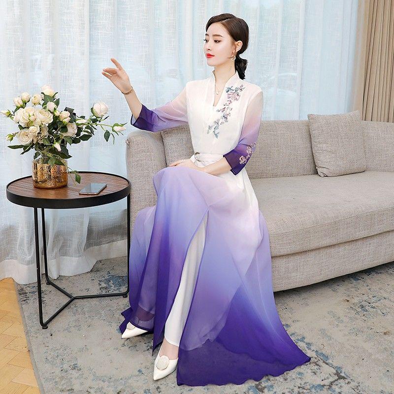 Ethnic Retro Daily Cheongsam Skirt Women - RICALOUX