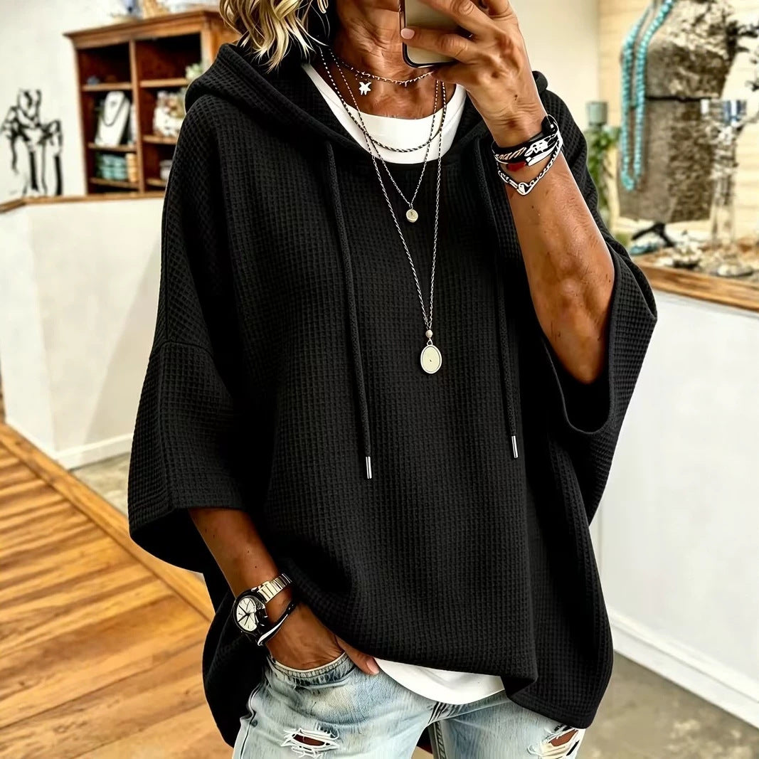 Waffle-knit Hooded Sweatshirt With Drawstrings – Premium 0 | RICALOUX
