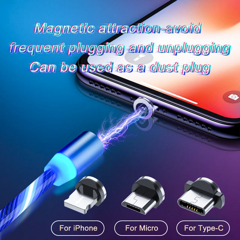 Magnetic Charging Cable Streamer Fast Charging Cable Lighting Micro USB Cable LED Magnet Charger Type-C Cable – Premium 0 | RICALOUX