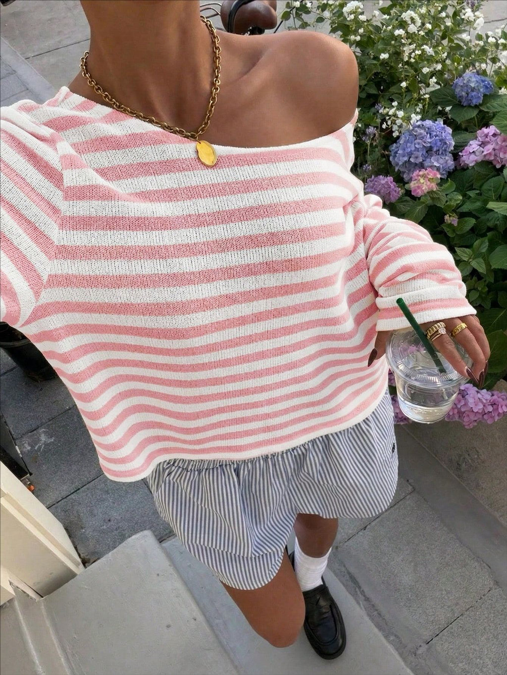 Casual Short-length Striped Knit Top With Long Sleeve – Premium 0 | RICALOUX