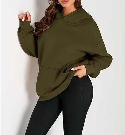 2026 New Arrival Womens Solid Color HoodieFashion Loose Casual Athletic Sweatshirt For Ladies by Ricaloux