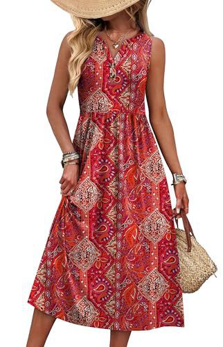 Printed A-line Casual Beach Holiday Dress by Ricaloux