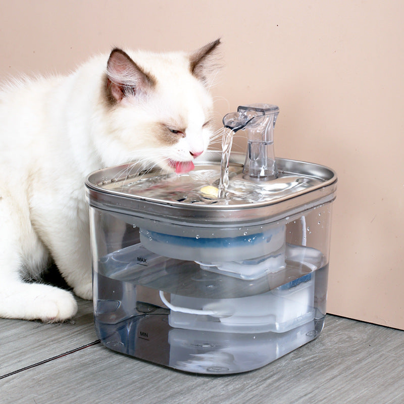 Pet Cat Dog Stainless Steel Automatic Circulation Water Dispenser Intelligent Fountain Pets Accessories by Ricaloux