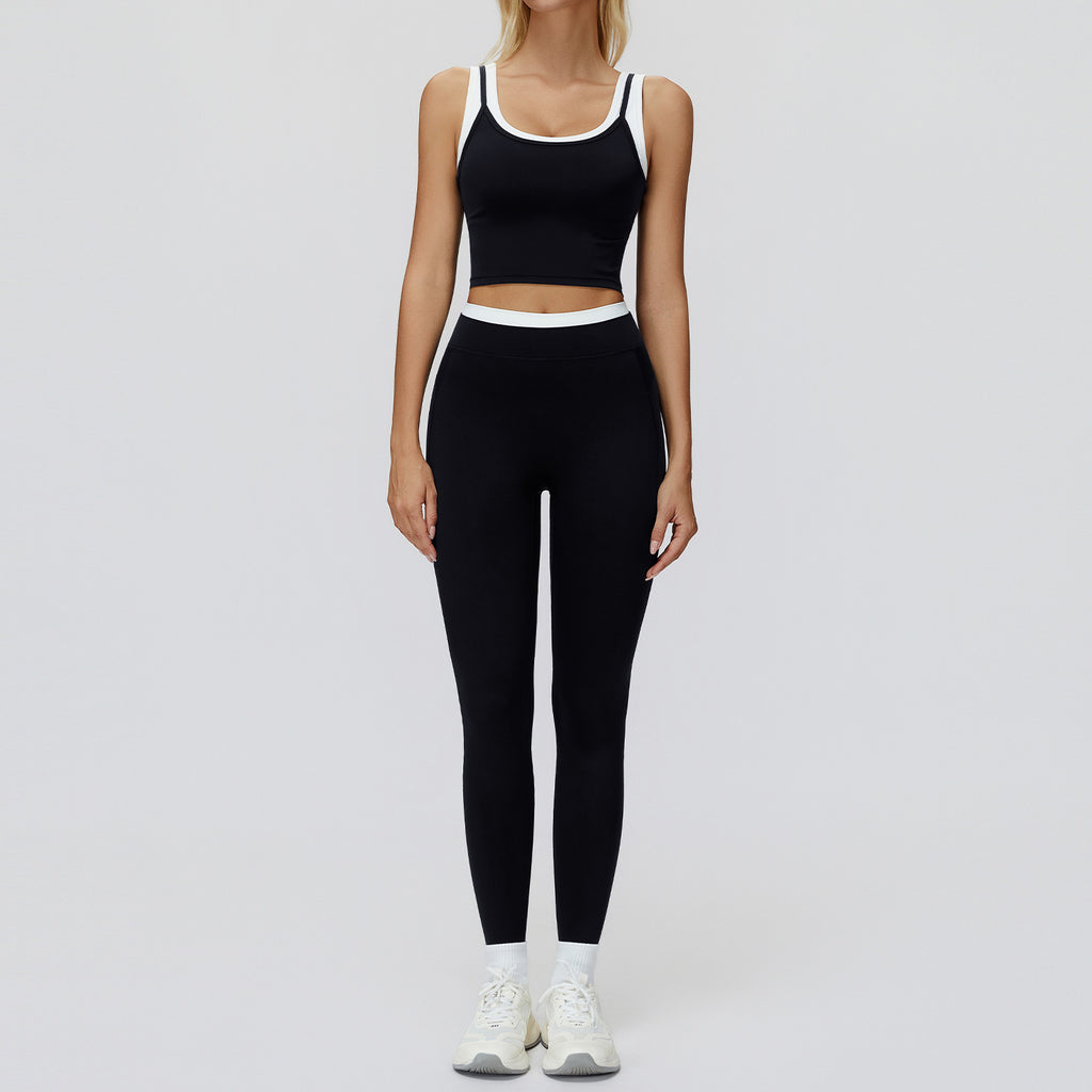 Contrast Nude Yoga Suit Thread by Ricaloux