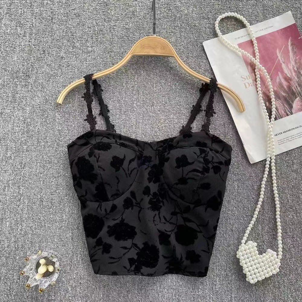 French-style Vintage Rose-print Top by Ricaloux