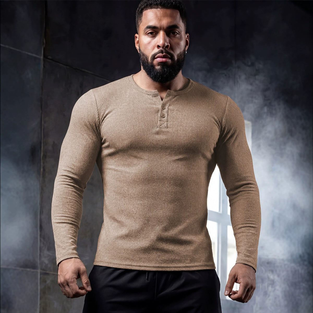 Muscle-fit Sporty-casual Half-button-down Long-sleeve – Premium 0 | RICALOUX