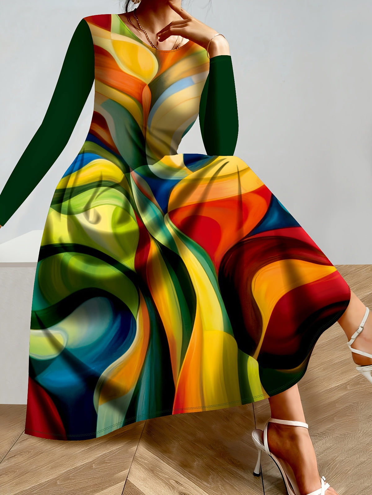 Printed Elegant Long Dress For Parties – Premium 0 | RICALOUX