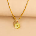 Initial Letter Hexagon Pendant Necklace For Women Jewelry – Premium 4 | RICALOUX