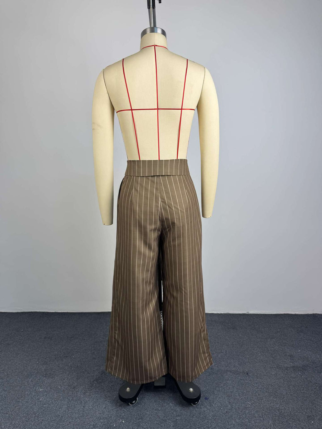 Vertical Pinstripe Turn-Down Lapel High Waist Pleated Wide Leg Tailored Pants – Premium 4 | RICALOUX
