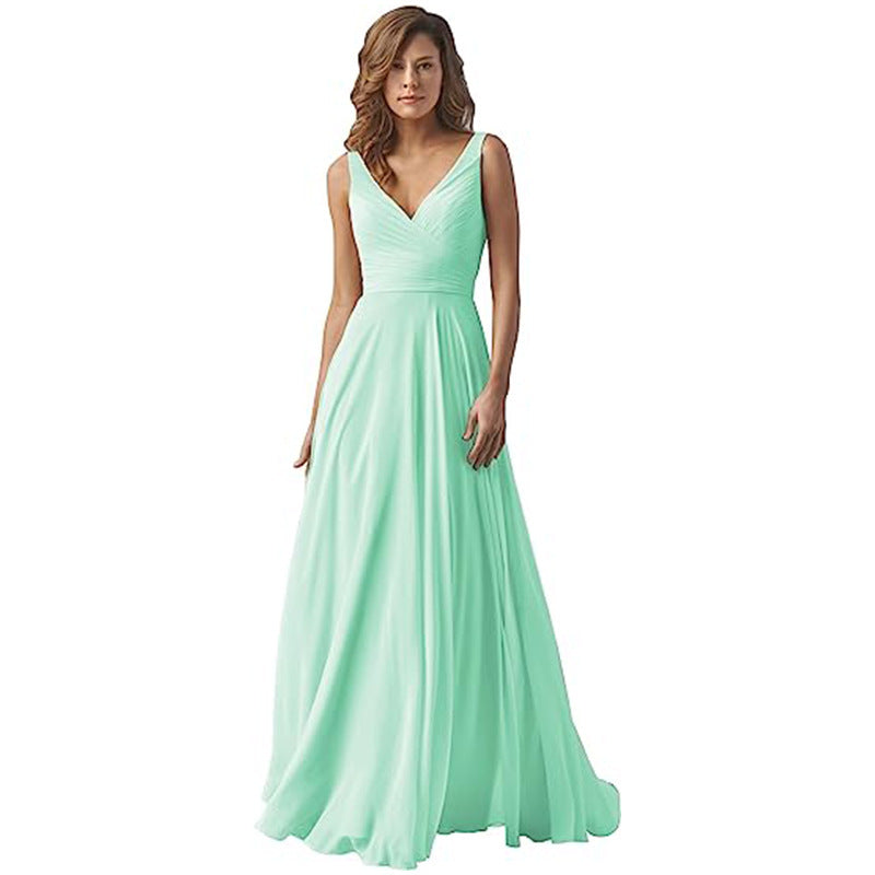 Women's V-neck Slim-fit Chiffon Dress – Premium 0 | RICALOUX