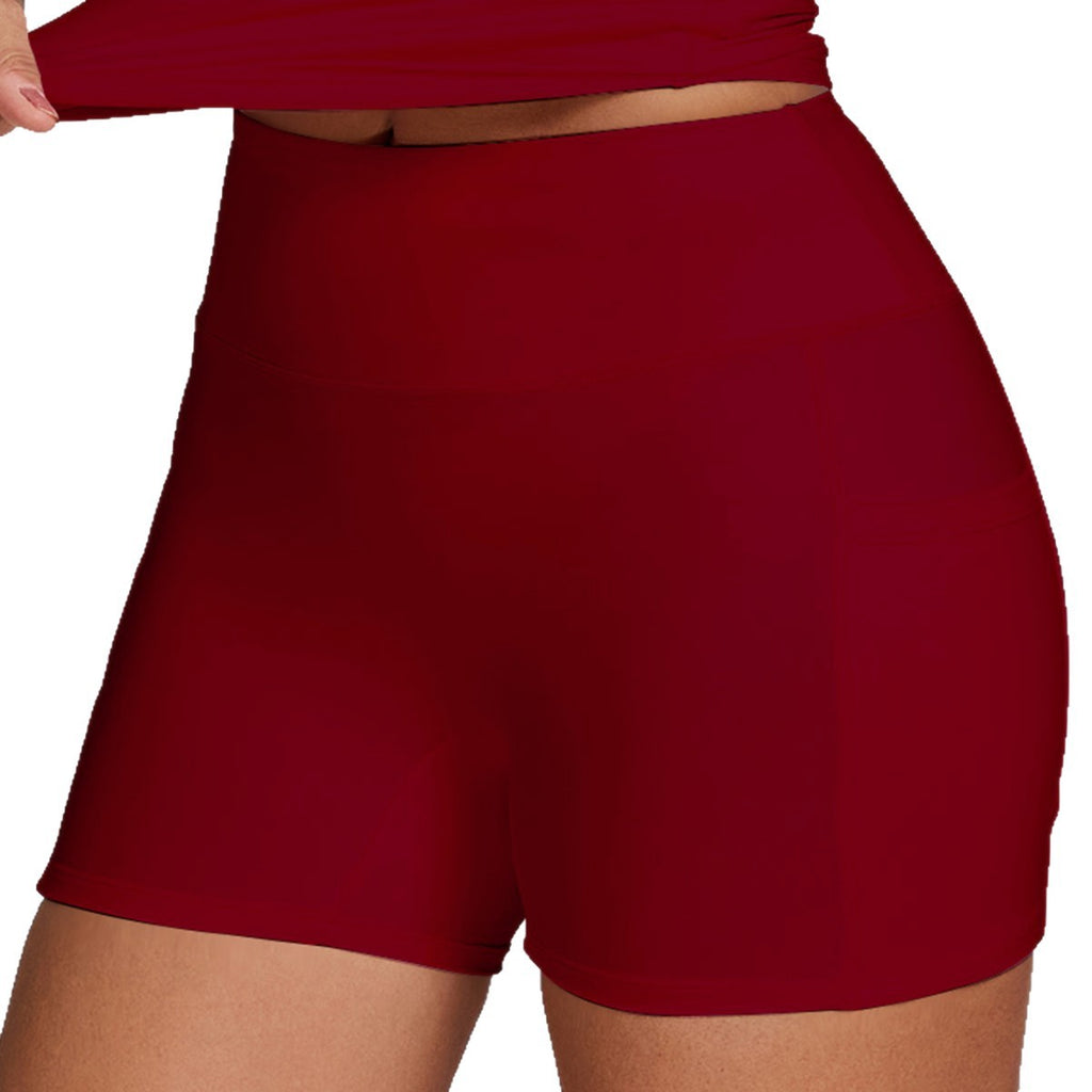 Womens Quick-Drying Yoga Outfit With Pockets Outdoor Running And Fitness Shorts by Ricaloux